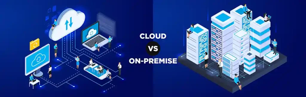 Diagrama 3D de infraestructura On-Premises vs Cloud