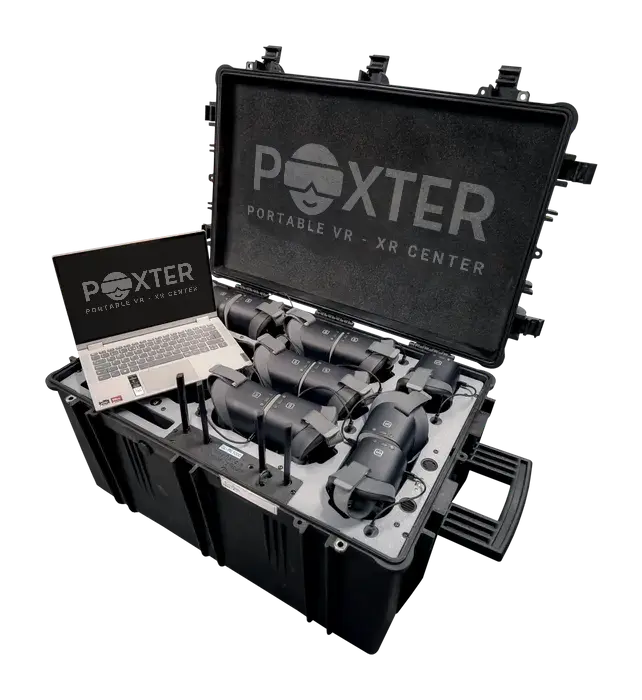 Kit portátil Poxter VR Premium con visores y laptop